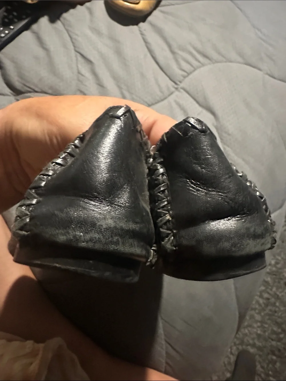 Tory Burch Black Leather Logo Ballet Flats